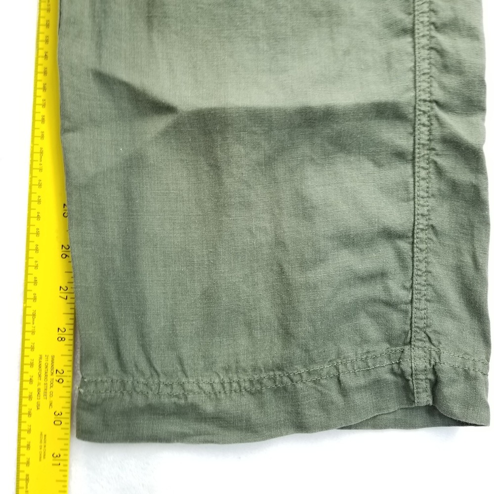 Athleta Joggers‎ 32" Olive Green 100% Linen Wide Leg Drawstring Casual Pants - Picture 7 of 13